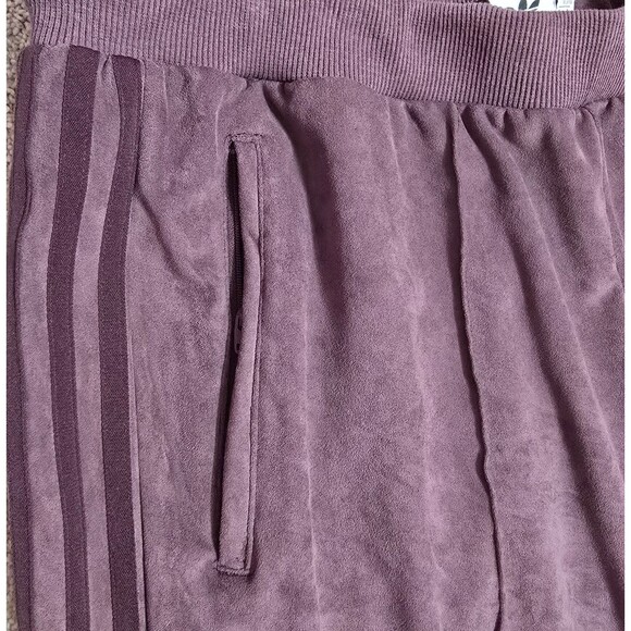 Adidas purple maroon flared faux suede track pants XL